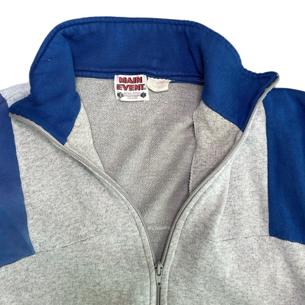 Vintage Main Event Gray & Royal Blue Zip-Up Track Jacket - Picture 3 of 8